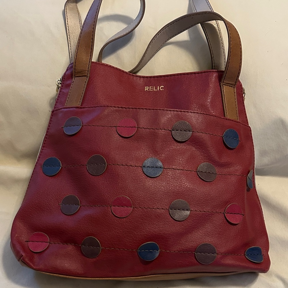 Relic Red with multi color Polka Dot Shoulder Bag